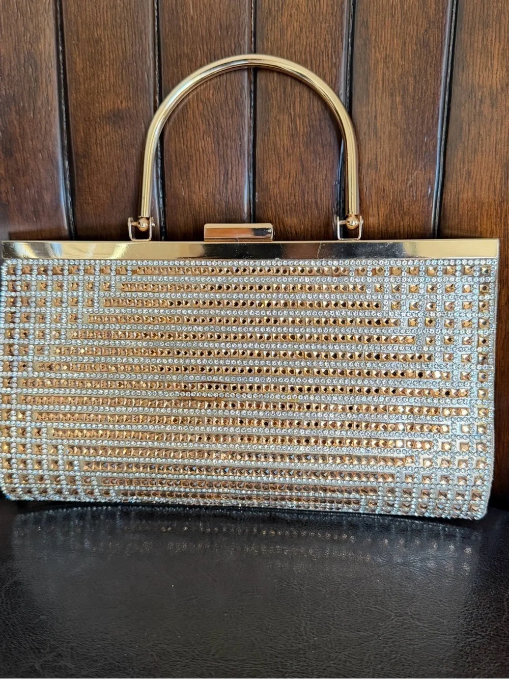 Gold Crystal-Studded Evening Clutch/handbag